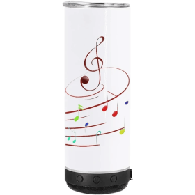 20oz Sublimation Music Speaker Blank Tumbler Cup With Lid Double Wall Vacuum Insulated Bluetooth Speaker Skinny Straight Tumblers (Option: White And Black)
