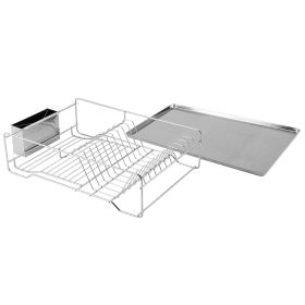 Dish Drying Rack Stainless Steel Dish Rack w/ Drainboard Cutlery Holder Kitchen Dish Organizer (Option: DishRack)