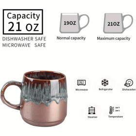 Large Ceramic Coffee Mug, 21 Oz, Gilt Reseda Big Tea Cup For Office And Home, Dishwasher And Microwave Safe (Option: Reseda)